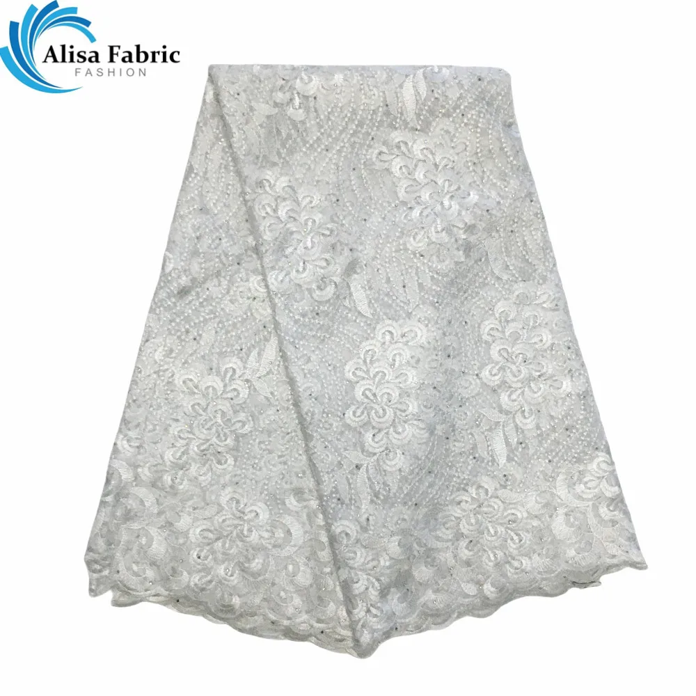 African Lace Fabric White High Quality Sequin Lace French Lace Fabric Mesh Nigerian Lace Fabrics For Wedding Dress