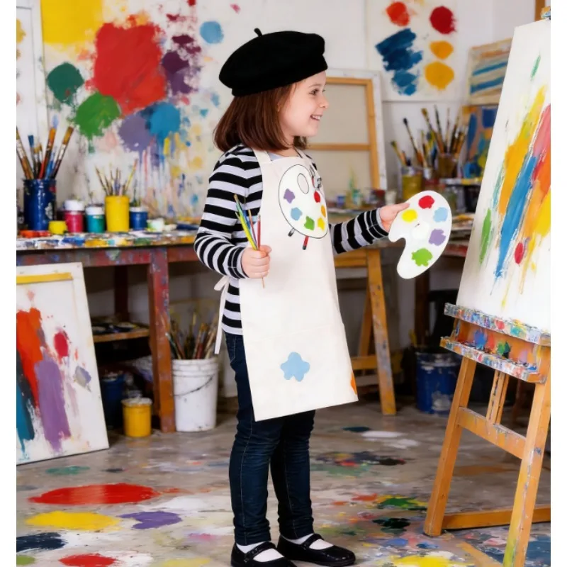 

Kids Artist Cosplay Costume Set Painter Uniform Party Stage Role Play Outfit Show Performance Wear with Brush Palette
