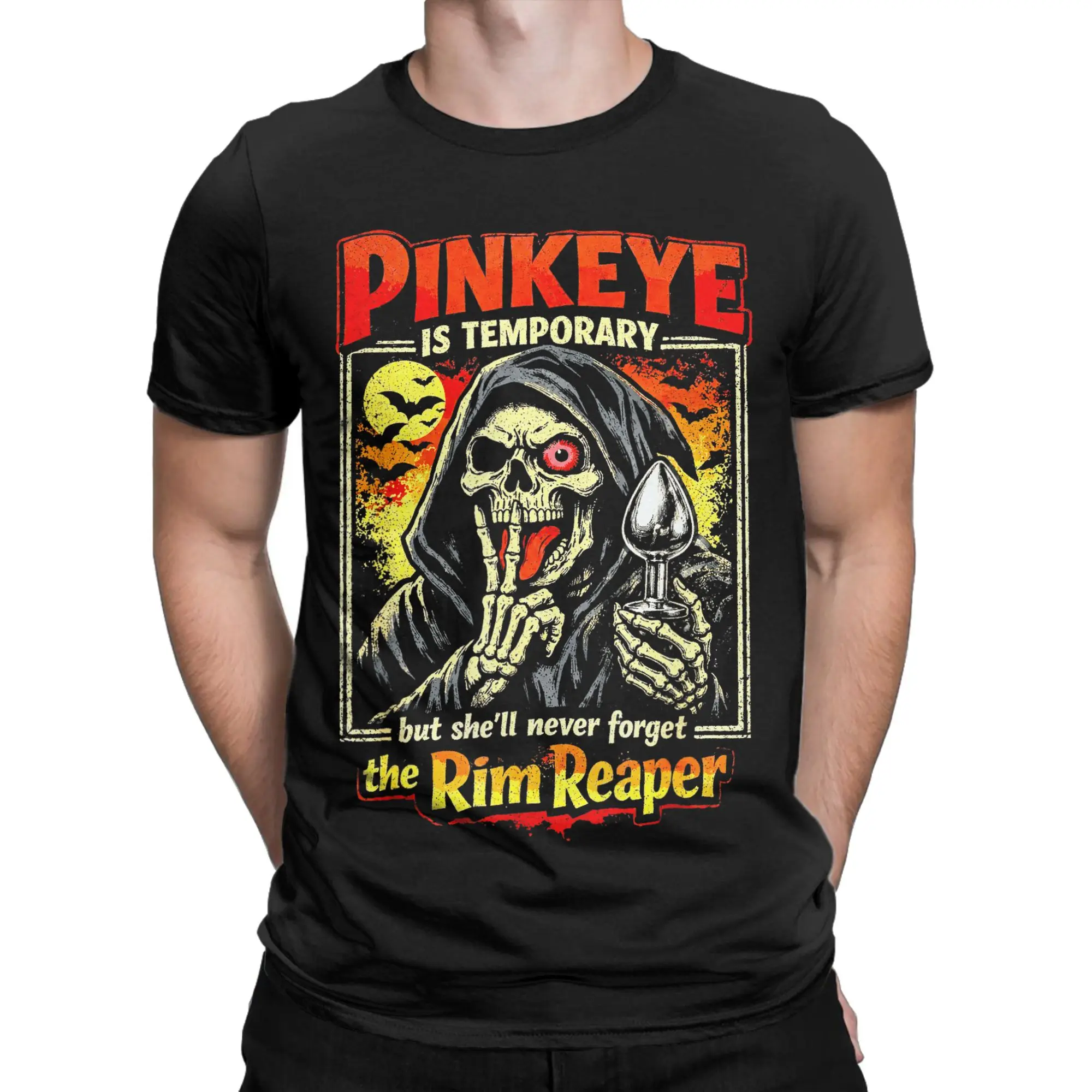 Humor Pinkeye is Temporary But She'll Never Forget The Rim Reaper T-Shirt for Men T Shirt  Short Sleeve Tee Shirt Clothing