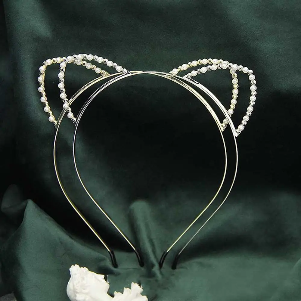 Cosplay Girls Headdress Female Pearl Makeup Hair Accessories Women Headband Cat Ear Hair Hoop Korean Style Headband