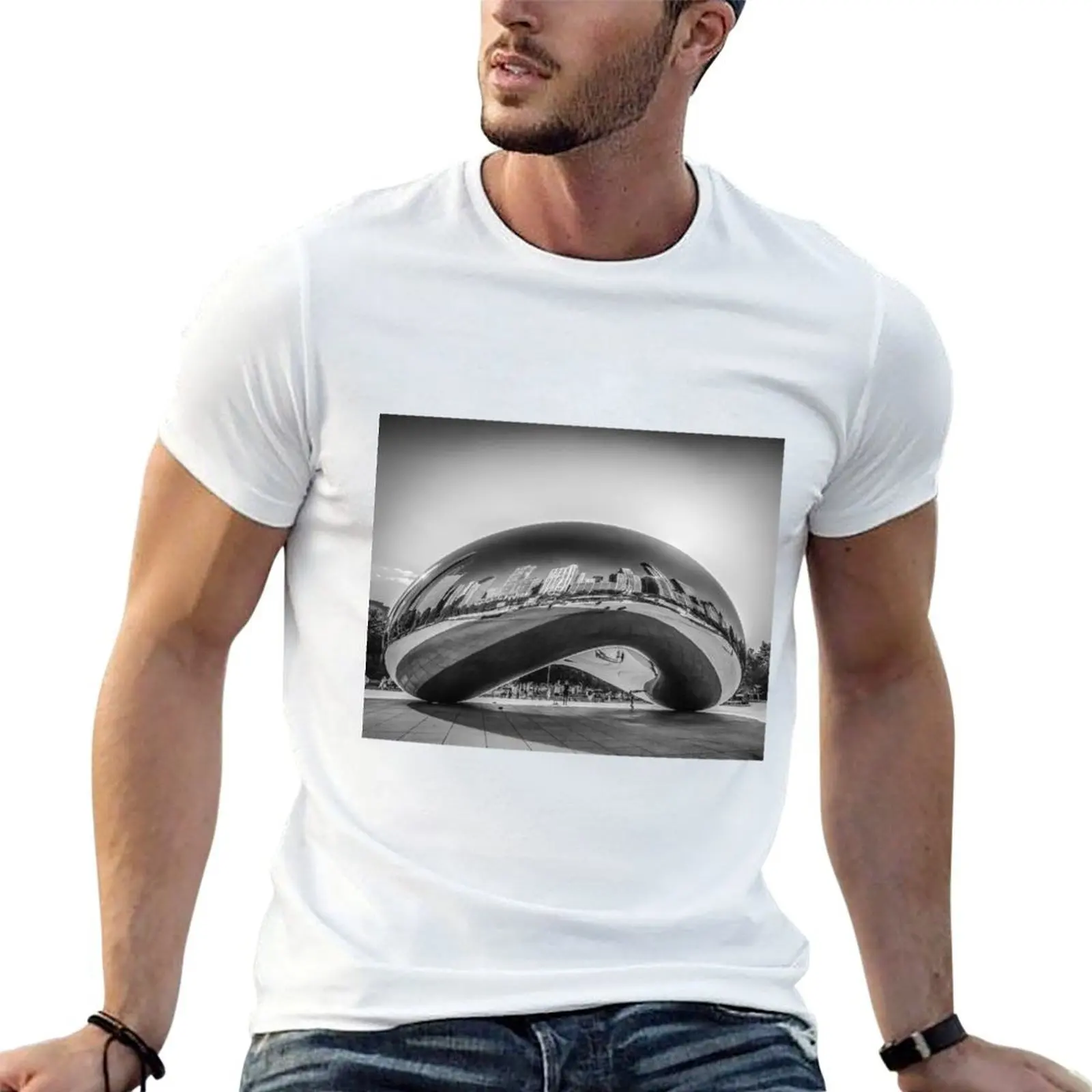 The Chicago Bean T-Shirt man clothes baggy shirts oversized t shirts for men