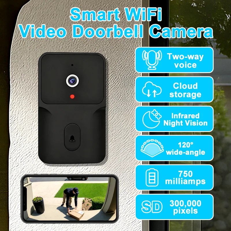 الذكية واي فاي جرس باب يتضمن شاشة عرض فيديو كاميرا ذكي فيديو جرس باب إنتركوم الأشعة تحت الحمراء للرؤية الليلية للمراقبة المنزلية مع الكاميرا #1