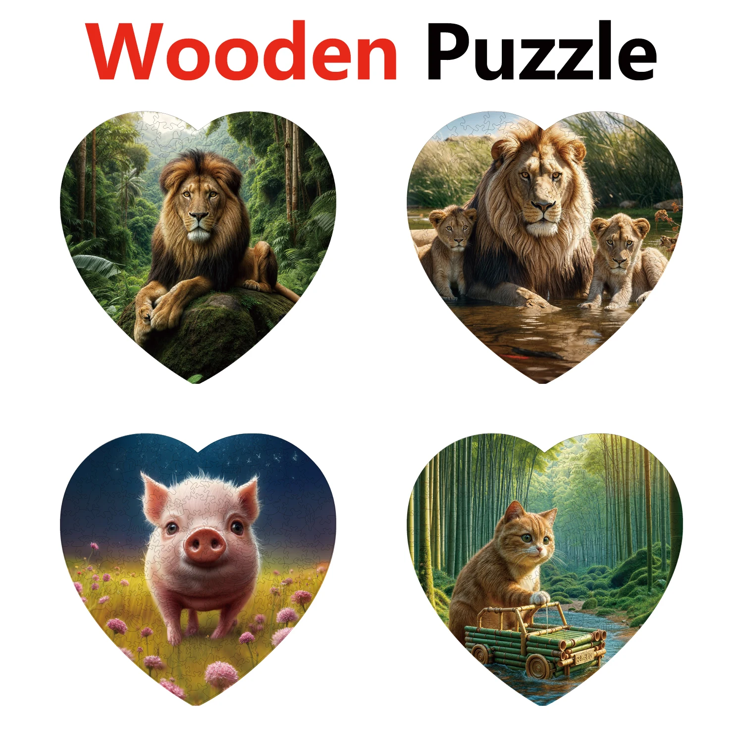 

Lion King Pig Cat Animal Puzzles High Quality Jigsaw Puzzle Wooden Puzzle Best Christmas Gift
