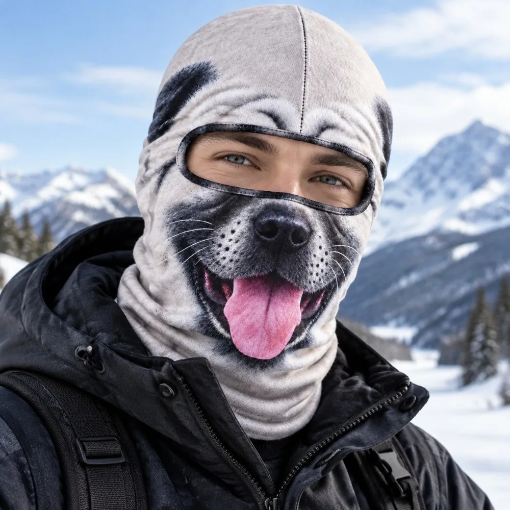 3D Face Print Old Man Balaclava Face Mask Full Coverage Realistic Winter Mask Cover Breathable Windproof Funny Ski Mask 2