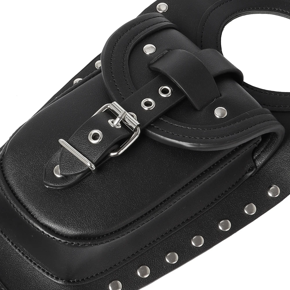BLACK Motorcycle PU Leather Fuel Gas Tank Bag Pad Cover Fits For Harley Sportster Iron XL 883 1200 48