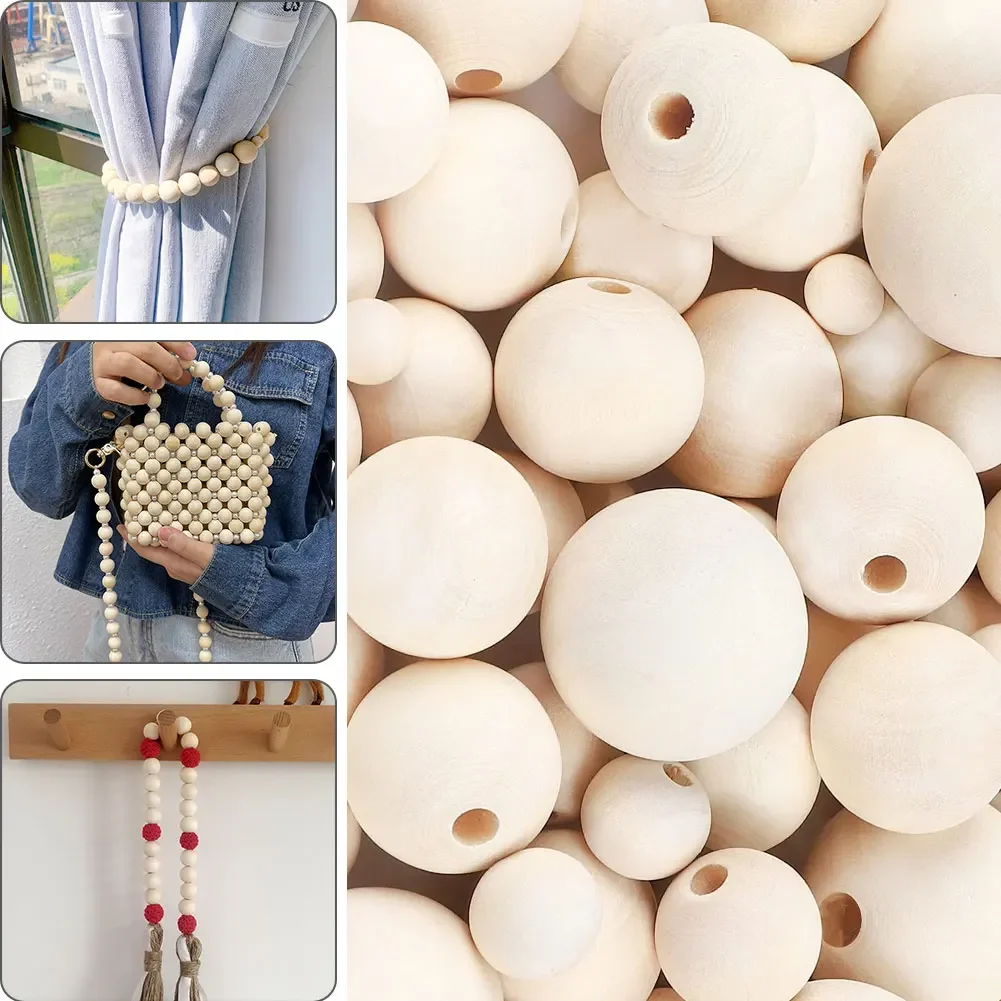 New DIY 6-25mm Natural Wood Beads Spacer Eco-Friendly Unfinished Round Balls Lead-Free Balls Wooden Round Beads Charms 10-200Pcs