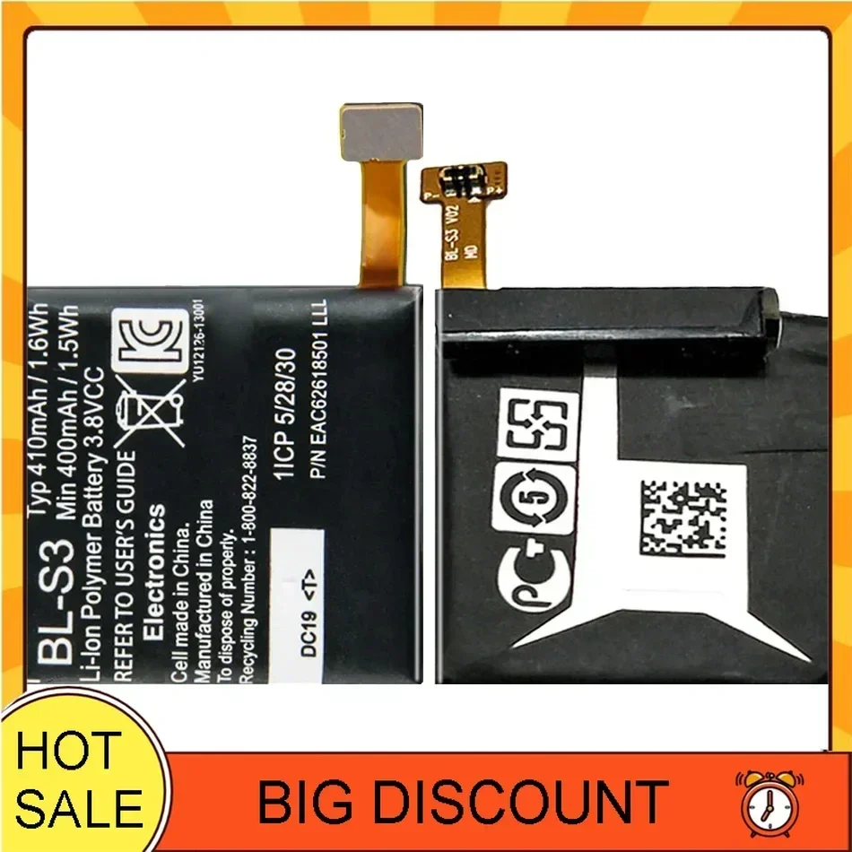 BL-S3 410mAh Watch Battery For LG G Watch R W110 W150 Watch Batteries High Quality Replacement Spare Mobile Phone Battery