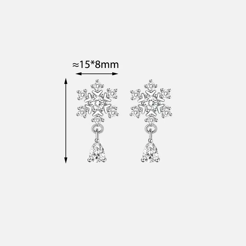Silver Color Exquisite Zircon Snowflake Stud Earrings for Charming Women Fashion Jewelry Light Luxury Party Accessories