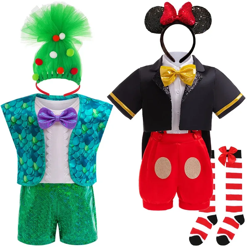 

2024 Cartoon Baby Sets Photography Baby Boy Clothes Christmas Halloween Cosplay Boys Party Clothing Set Branch Infant Boy Outfit
