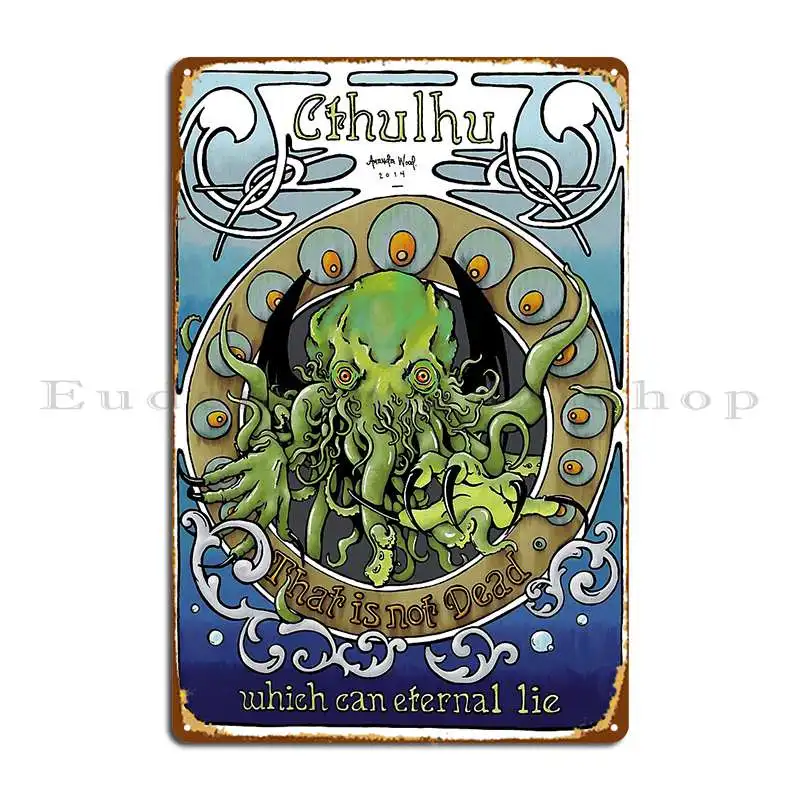 Cthulhu Nouveau Metal Plaque Poster Designing Poster Home Vintage Cave Tin Sign Poster