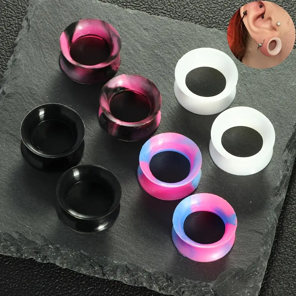 8pcs Silicone Ear Stretcher & Tunnels Flexible Ear Tunnels Plugs Double Flared Plug Piercing Gauges 6-20mm Body Jewelry