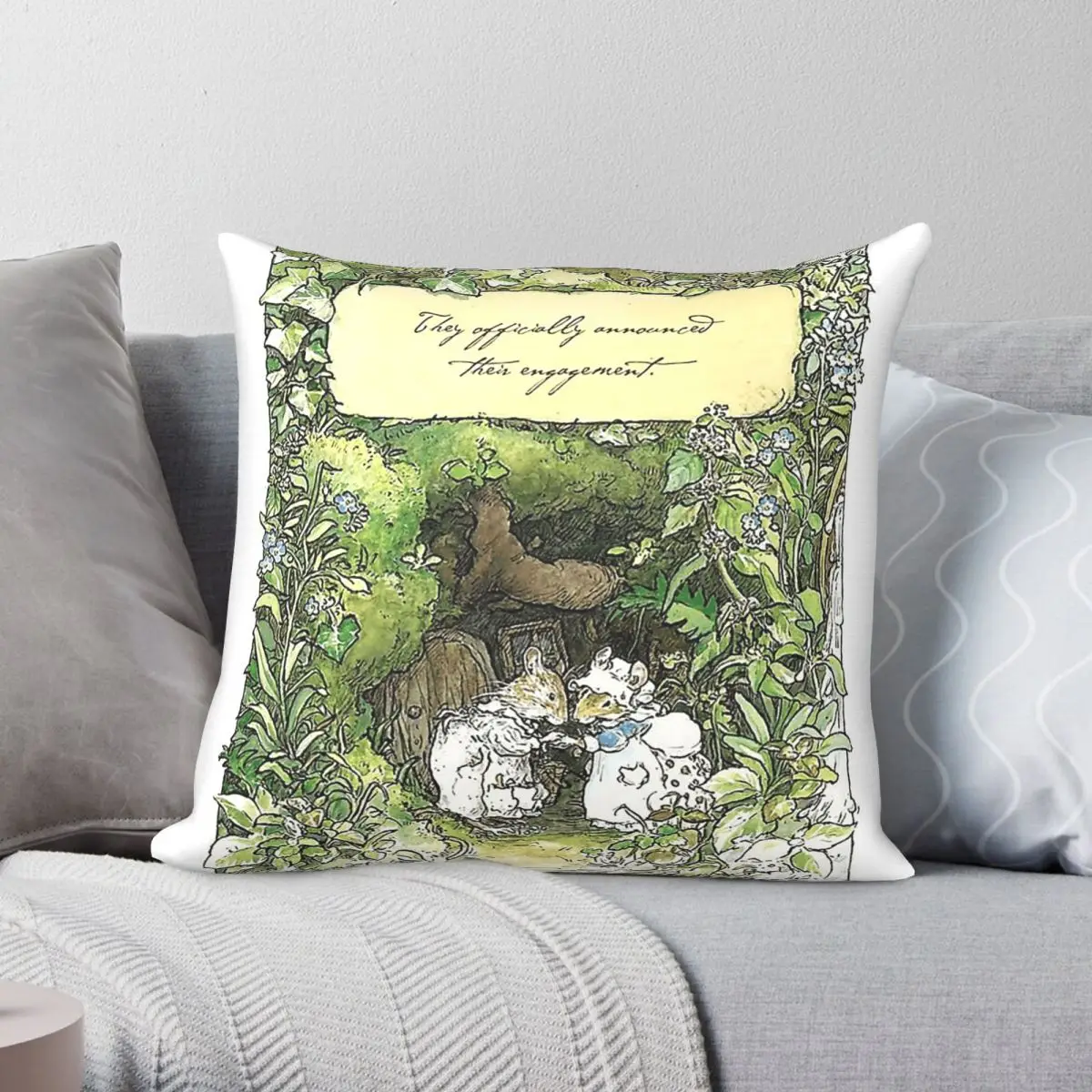 Brambly Hedge Poppy Dusty Get Engaged Square Pillowcase Polyester Linen Velvet Pattern Zip Throw Pillow Home Cushion Cover 45x45