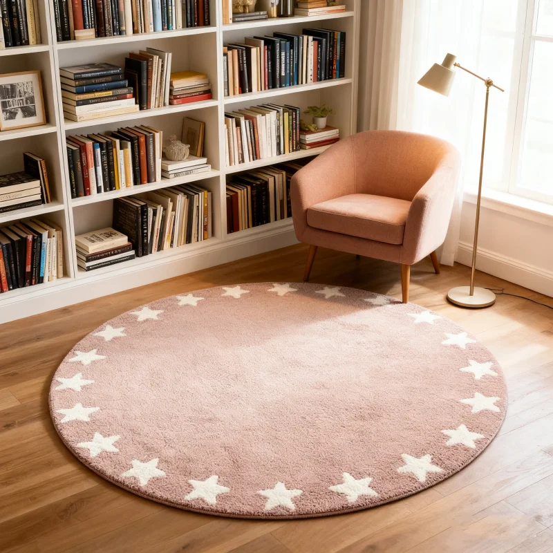 

Милые мультяшные ковры в скандинавском стиле для декора гостиной, спальни, круглый ковер, детский напольный коврик, большой плюшевый ковер