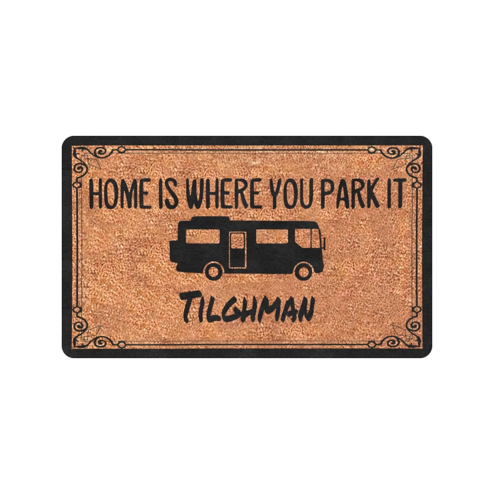 

HOME IS WHERE YOU PARK IT Doormat Rubber Entrance Floor Mat Porch Decor Front Outdoor CUSTOM FAMILY NAME Door Mat Area Rug