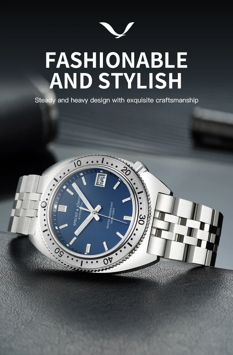 New Arrivals Fashion 38mm Specht & Söhne Watch NH35A Movt Luxury Automatic Men\'s Watches Sapphire Luminous Brown Color 10Bar
