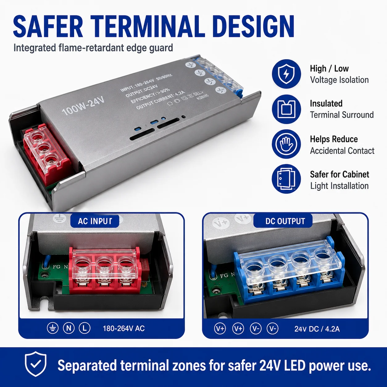 24V LED Power Supply 60W 100W 200W 300W 400W Full Wattage AC 180-264V Switching LED Driver for LED Strip Light Box