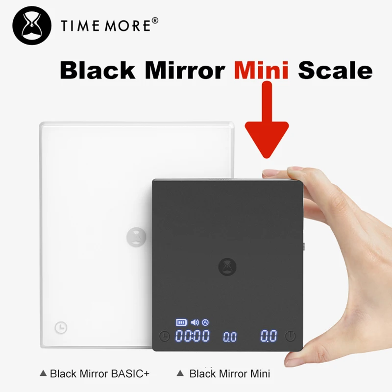 TIMEMORE Scale Black Mirror Mini Pour over Espresso Scale With Brewing Flow Rate and Heat Insulation Pad Electronic Coffee Scale