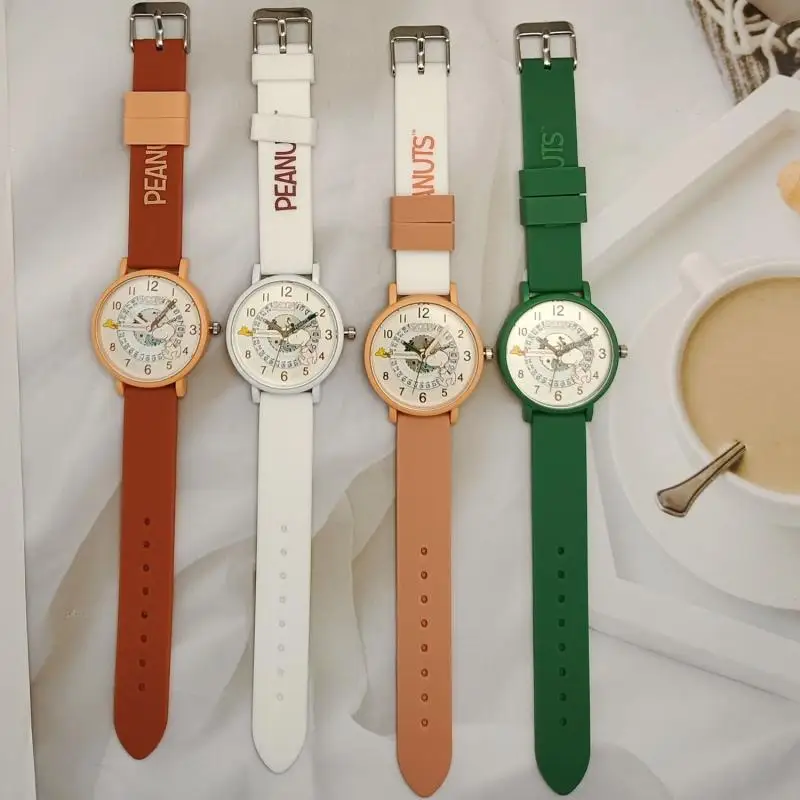 أنيمي Kawaii سنوبي كوارتز ساعة دائرية عالية الجودة الجلد يشعر سيليكون ساعة قابل للتعديل ساعة السيدات ساعة المعصم هدية #5