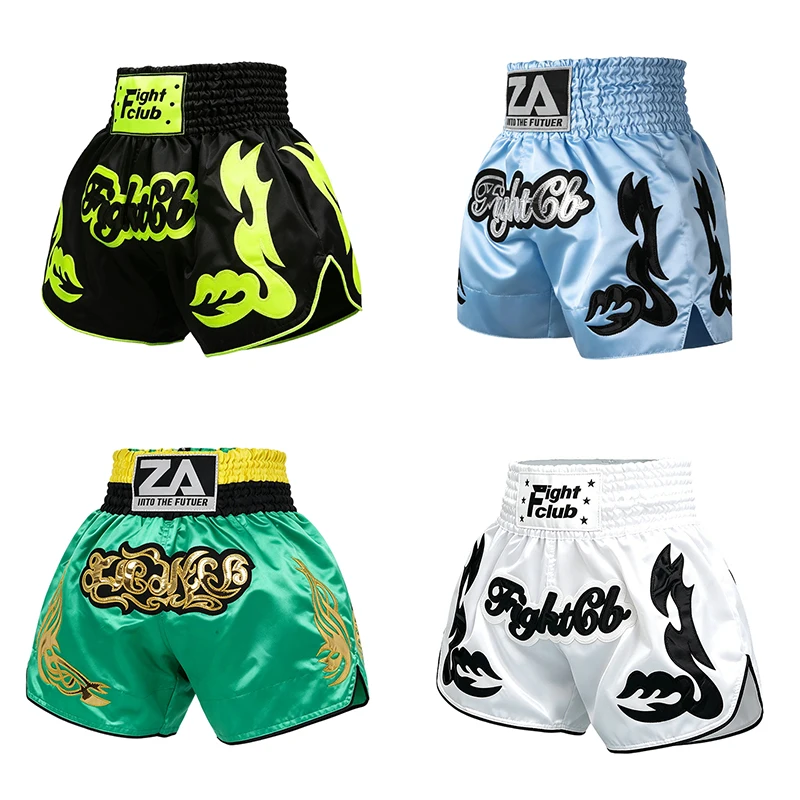 Boxshorts Klassische Muay Thai Shorts für Männer Frauen Jungen Mädchen Kampfsport Sparring Kickboxen Cage Fight Training MMA Hosen Grün
