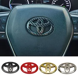 Pegatinas decorativas para volante de coche, emblema de fibra de carbono para Toyota Prius Hilux Avensis Auris Verso Corolla Camry, accesorios