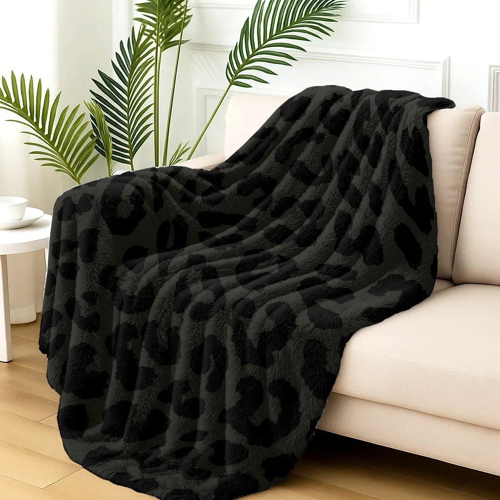 Flannel Blanket, 2D Printed Leopard Abstract Art Wild Throw, Birthday Holiday Gift, Suitable for Sofa, Bed, Camping, Office, Mul