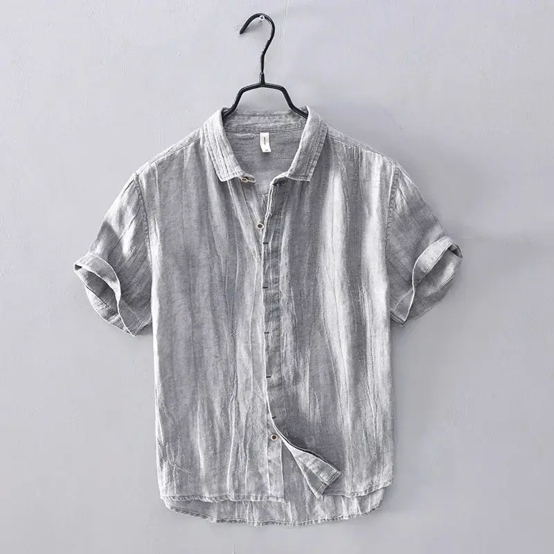 

00% Linen Casual irt for Men Faionable New Val ort-Sved Classic Fit Ele Sle Silk Material Ladies' Top