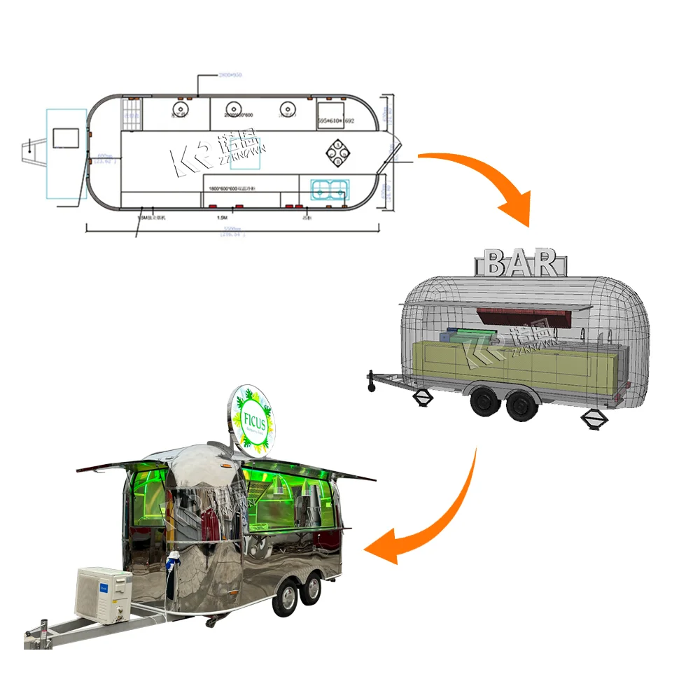 รถขายอาหารเคลื่อนที่พร้อมอุปกรณ์ครบครัน ปรับแต่งได้สำหรับขายฮอทดอก โดนัท รถขายอาหารริมทาง รถขายอาหารเคลื่อนที่สำหรับงานกลางแจ้ง