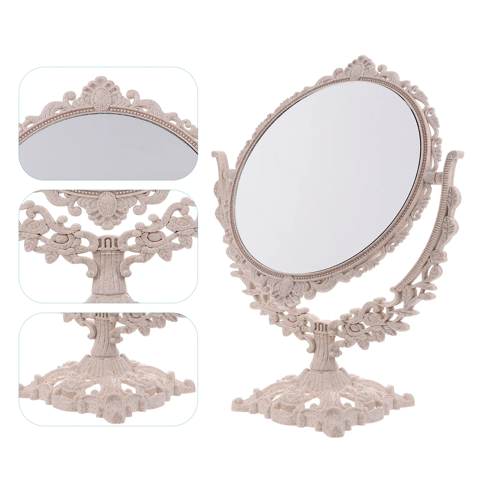 

Vanity Mirror High Definition European Style Desktop Makeup Large Anti-rust Bedroom Standing Glass Round Gift Rotating