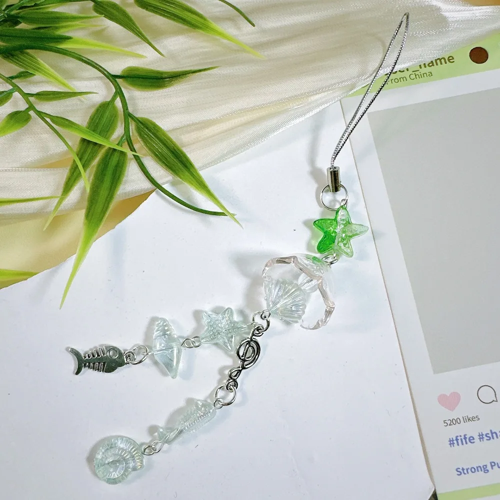 

Ремни для телефона с милой рыбой, брелок из бисера, ракушка, колокольчик, рыба, рюкзак, сумка, подвеска, подвеска, цепочка для телефона, украшения, аксессуары