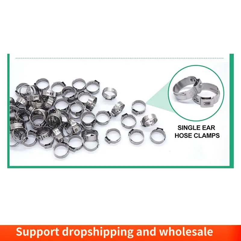 AA86 35Pcs PEX Clamps, Stainless Steel Pex Crimping Ring, Single Ear Hose Clamp For Pex Pipe Fitting Connections