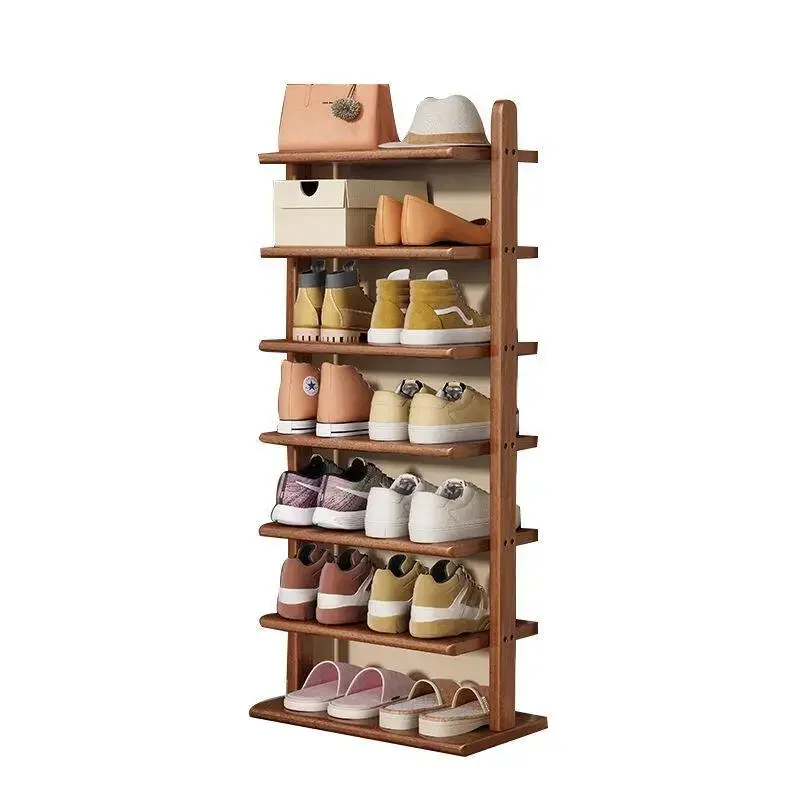 Walnut multi-layer solid wood Door shoe rack Small shoe cabinet Bedroom dormitory storage rack