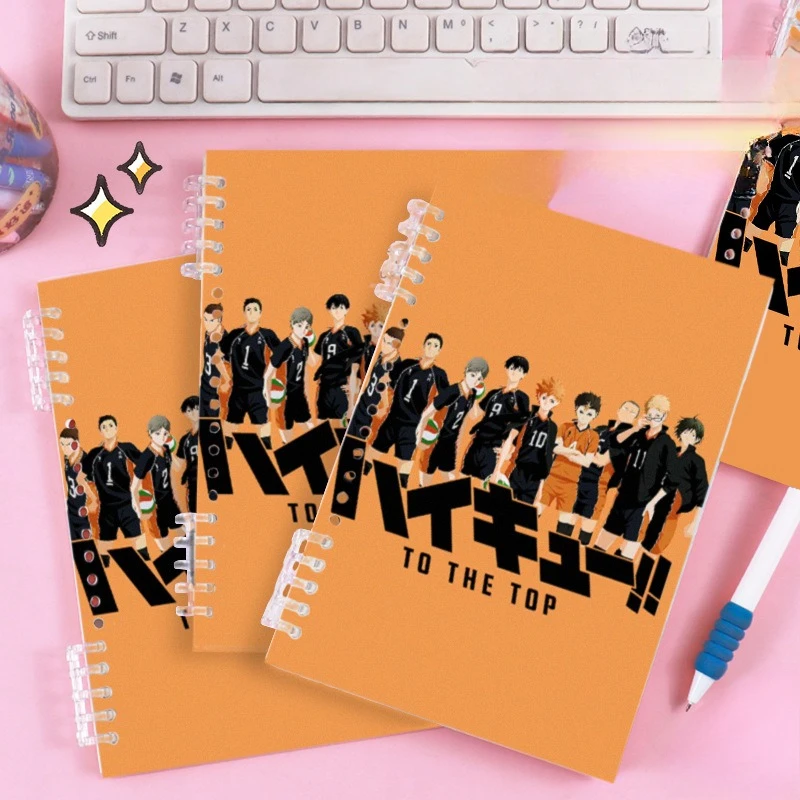 40PCS Shoyo Hinata Tobio Kageyama Kei Kotaro Bokuto Popular Anime Peripheral Coil Notebook Detachable Horizontal Grid Notebook