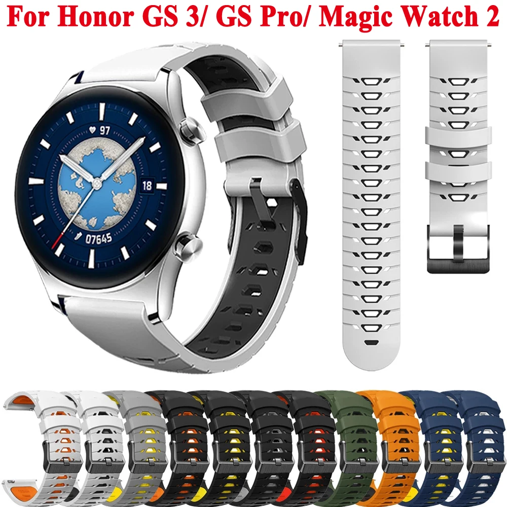 22mm Silicone Strap For Honor Watch 4 Pro/GS 3/GS 3i/GS Pro / Magic Watch 2 46mm Smartwatch Replacement Band Bracelet Watchband