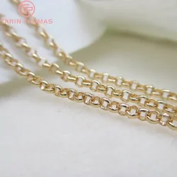 (4292) 2 metri 2MM 2.5MM 3MM 24K Champagne color oro ottone placcato catene a maglie rotonde catene per collane accessori di gioielli di qualità