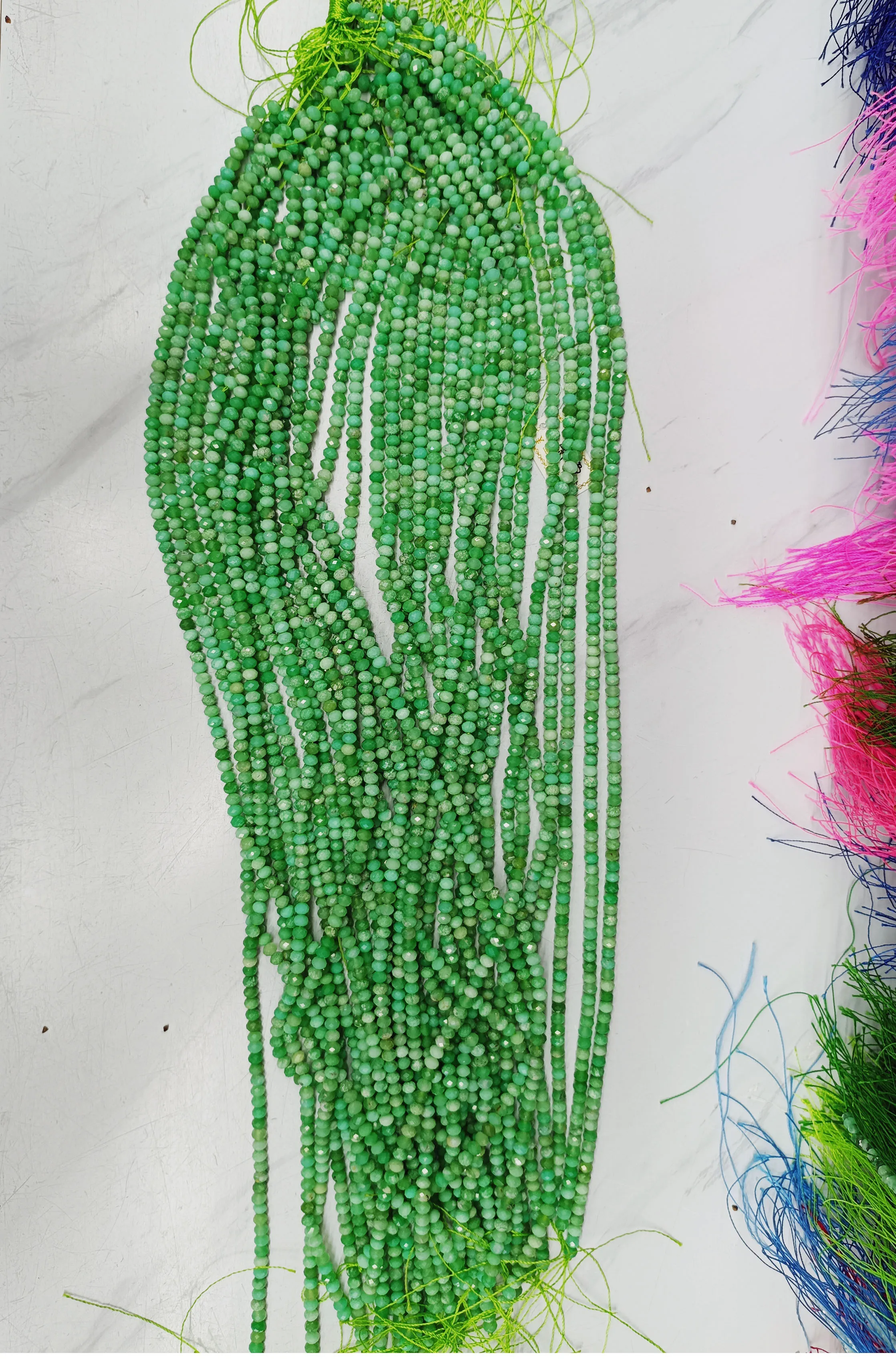 2 Strands  4X3MM-Natural Australian Chrysoprase Loosed Faceted Rondelle Beads