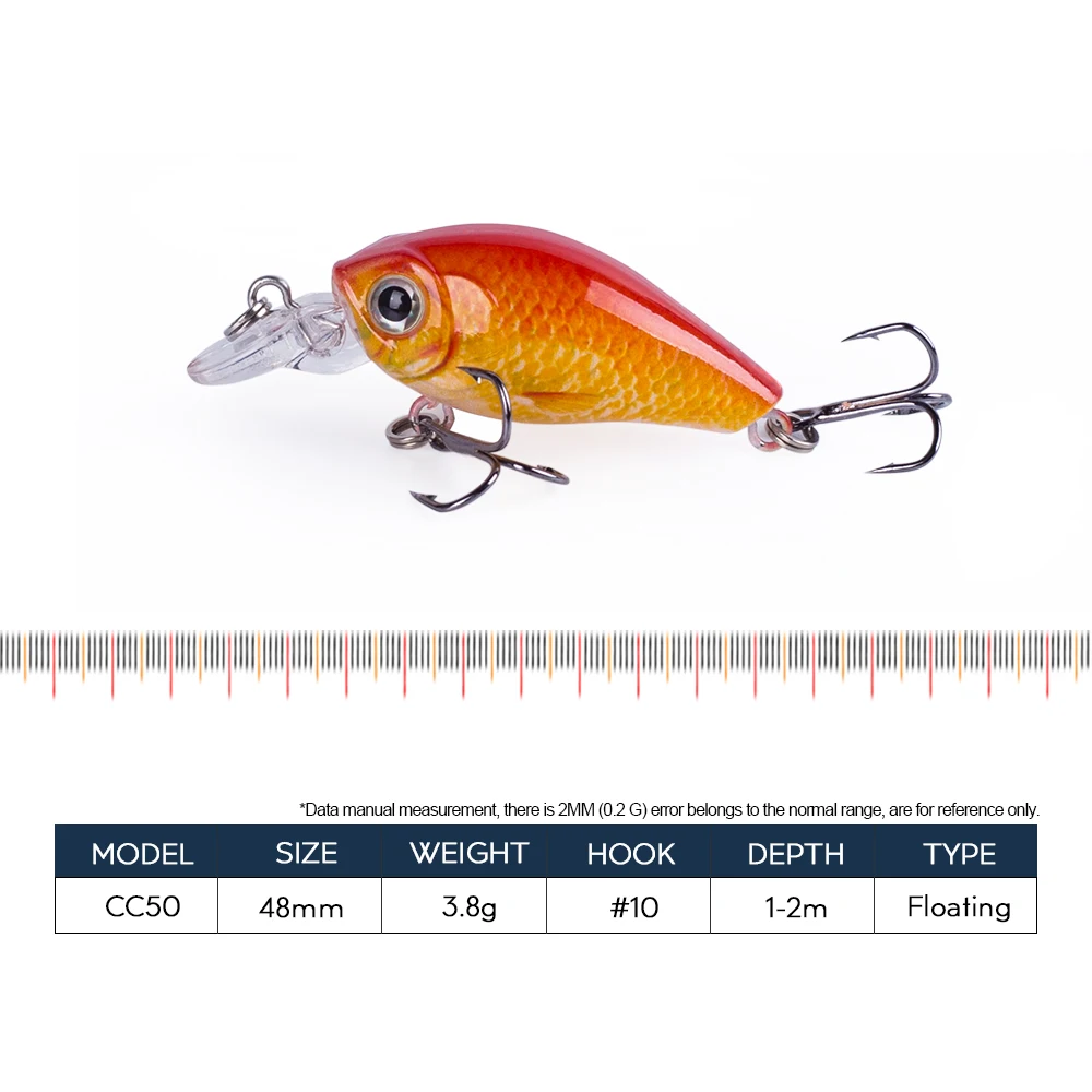 Recertop 48mm/3.8g Swim Fish Crankbait Mini Fishing Lures Floating Artificial Hard Crank Bait topwater Wobbler Tackle