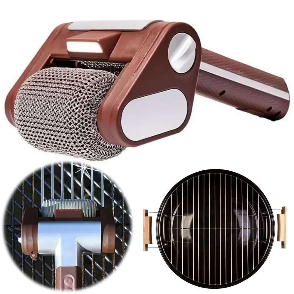 

Перезаряжаемая электрическая роликовая щетка для чистки гриля из нержавеющей стали, сменные насадки для чистки дома, аксессуары для барбекю