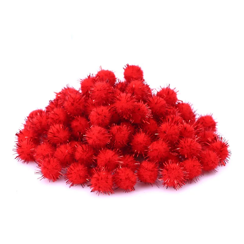 100pcs Colored Glitter Balls pompom Furry Balls Kids DIY Craft Supplies Handmade Creative Decoration Materials pom poms KQ001