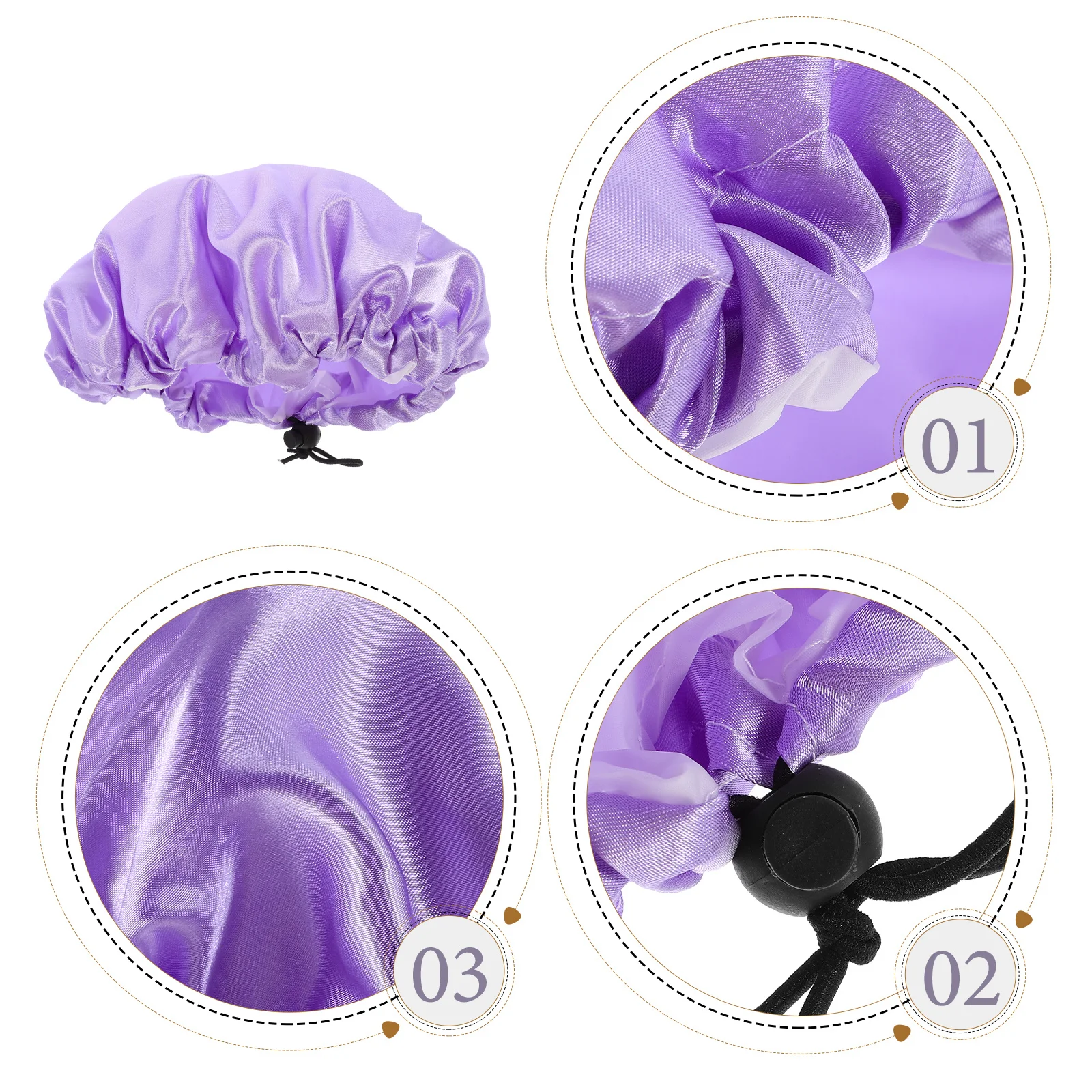 

2Pcs Reusable Waterproof Shower Caps Satin Elastic Hair Caps for Women Large Bath Hair Bonnets Satin Shower Cap
