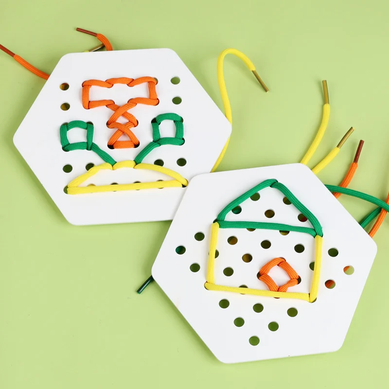 子供モンテッソーリ木のおもちゃロープボード微細運動能力トレーニングパズル論理的思考ソーシャルゲーム子供のための早期教育支援