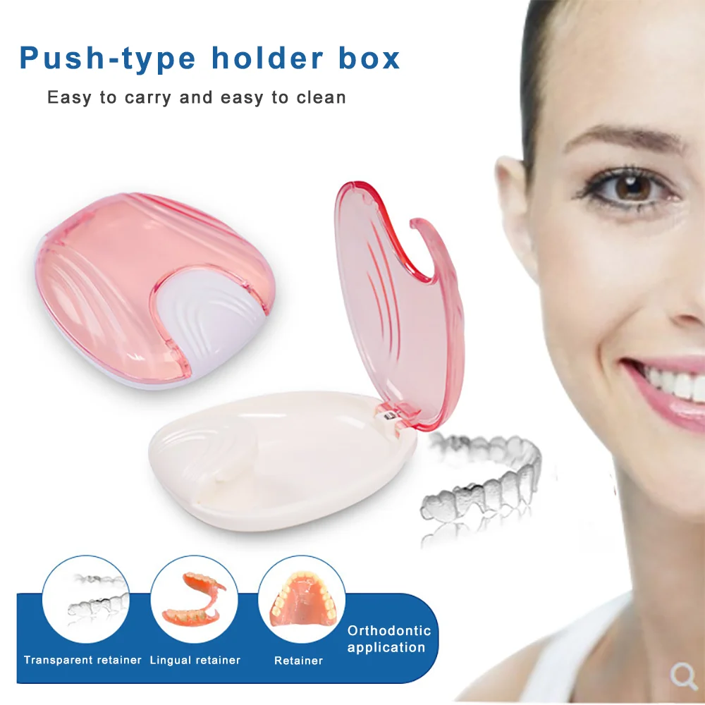 Caja de plástico para limpieza de dientes postizos, contenedor de almacenamiento para dentaduras postizas, organizador de baño, suministros de higiene bucal