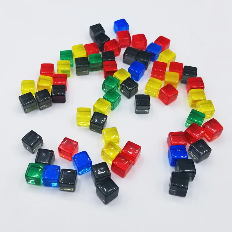 Juego de rompecabezas con dados cuadrados de cristal de colores, cubo tamiz de ángulo recto, acrílico transparente, 8mm, 100 unids/set