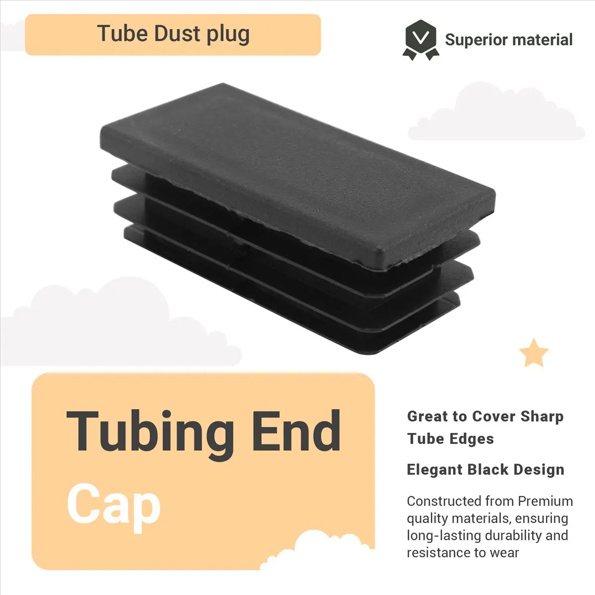 Zaślepki plastikowe AT16 do rur, wkładki do rur, 25mmx50mm, 40 sztuk, czarne