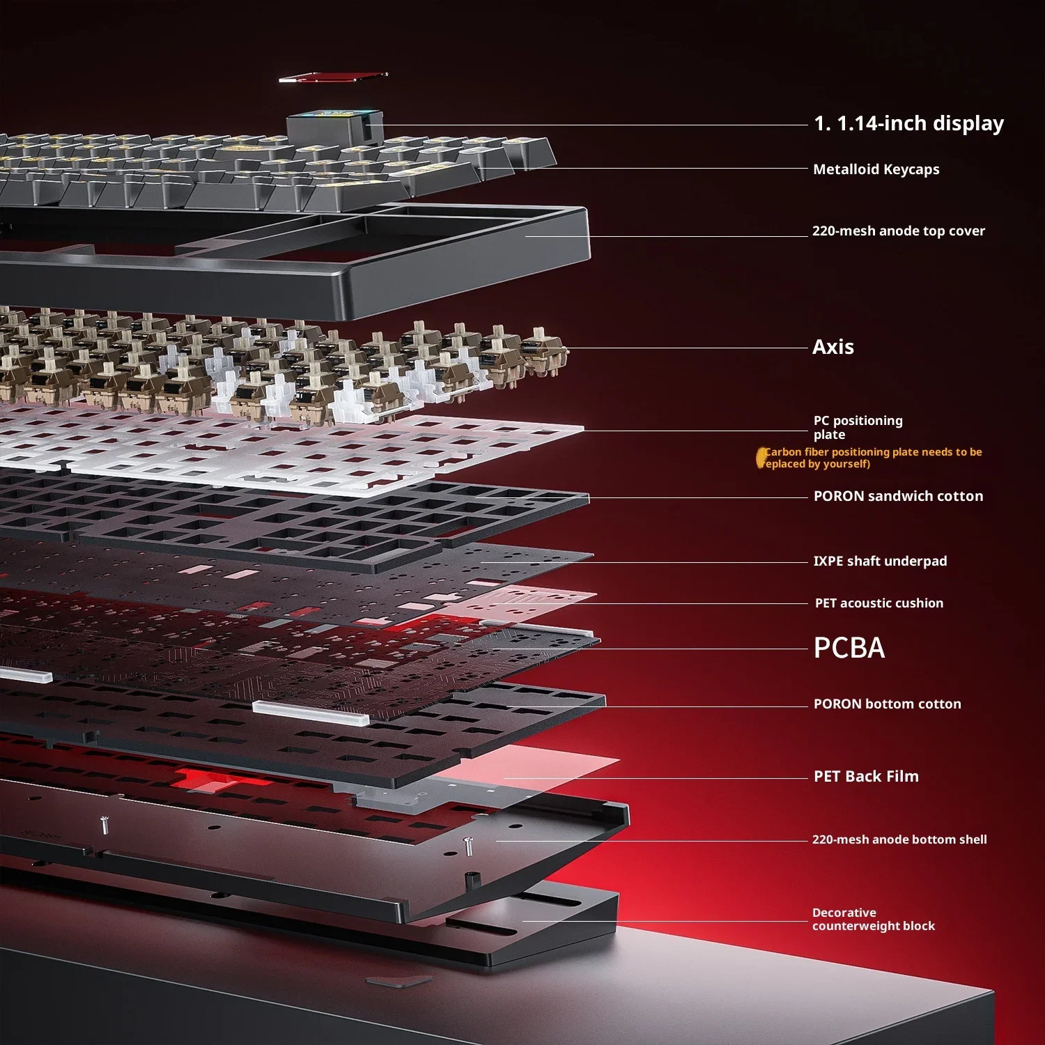 AULA Fire100 3Mode Mechanical Keyboard Aluminum Block Gaming Keyboard RGB FC High-Profile Keycap Gasket Hot Swap Gamer Accessory