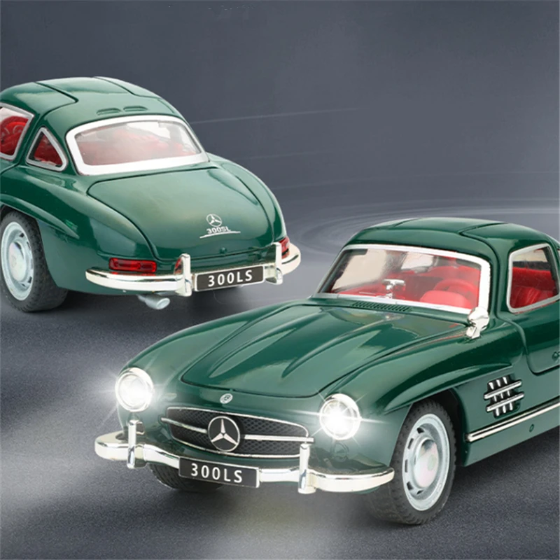 1:32 Benzs 300SL Alloy Car Model Diecasts Metal Classic Vehicles Car Model Simulation Sound and Light Collection Kids Toys Gifts