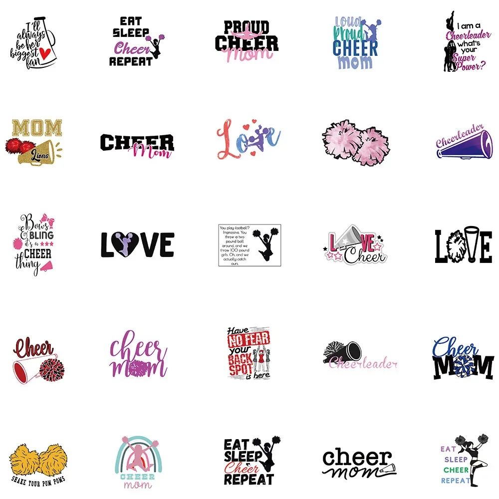 10/50Pcs Cartoon Cheerleading Stickers English Slogan Sticker Personalized Decoration Luggage Notebook Cute Kids Girl 