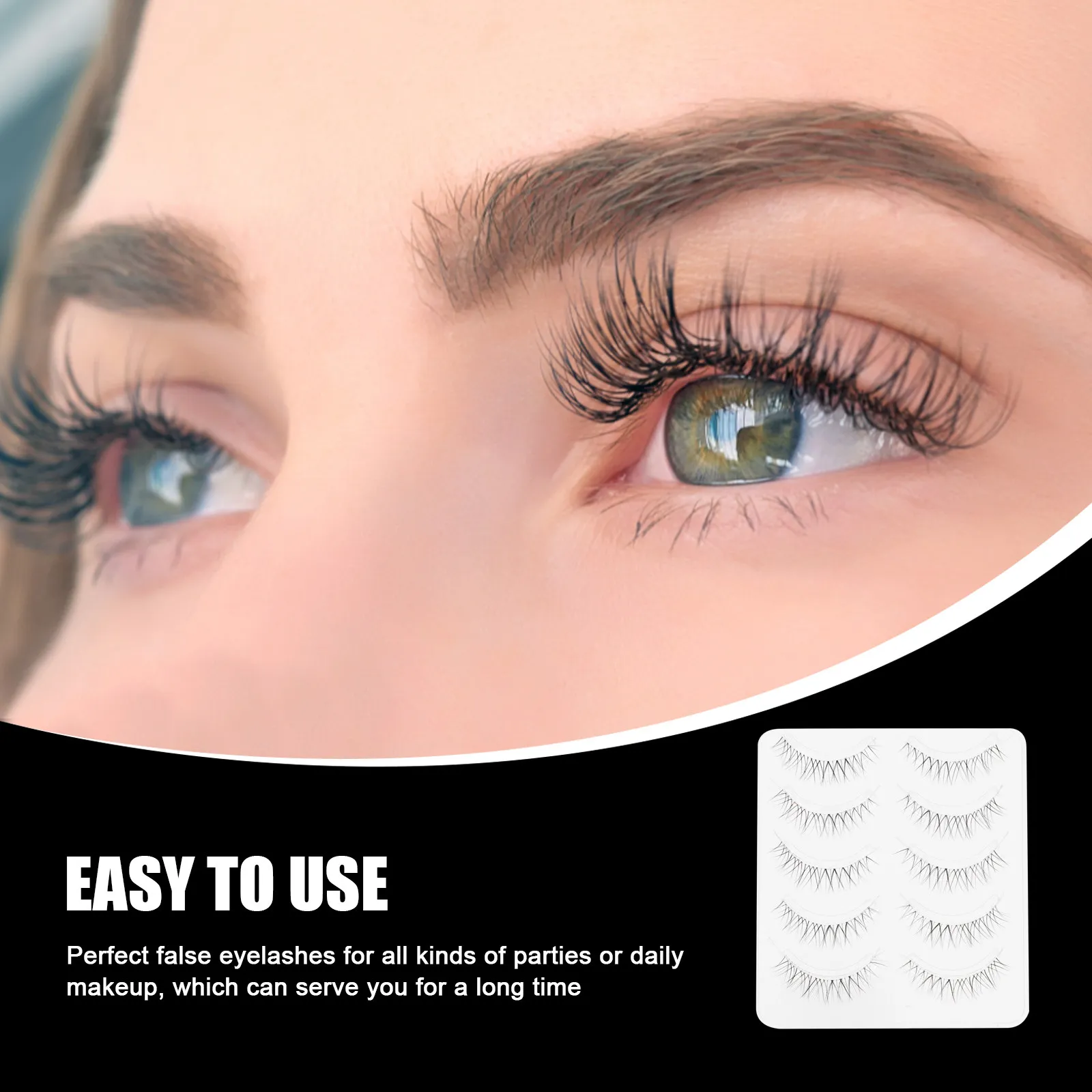 

5Pairs Natural Curl False Eyelashes Soft Lightweight Makeup Lashes for Party Wedding Daily Use Fake Eyelashes Fiber Grafting Eye