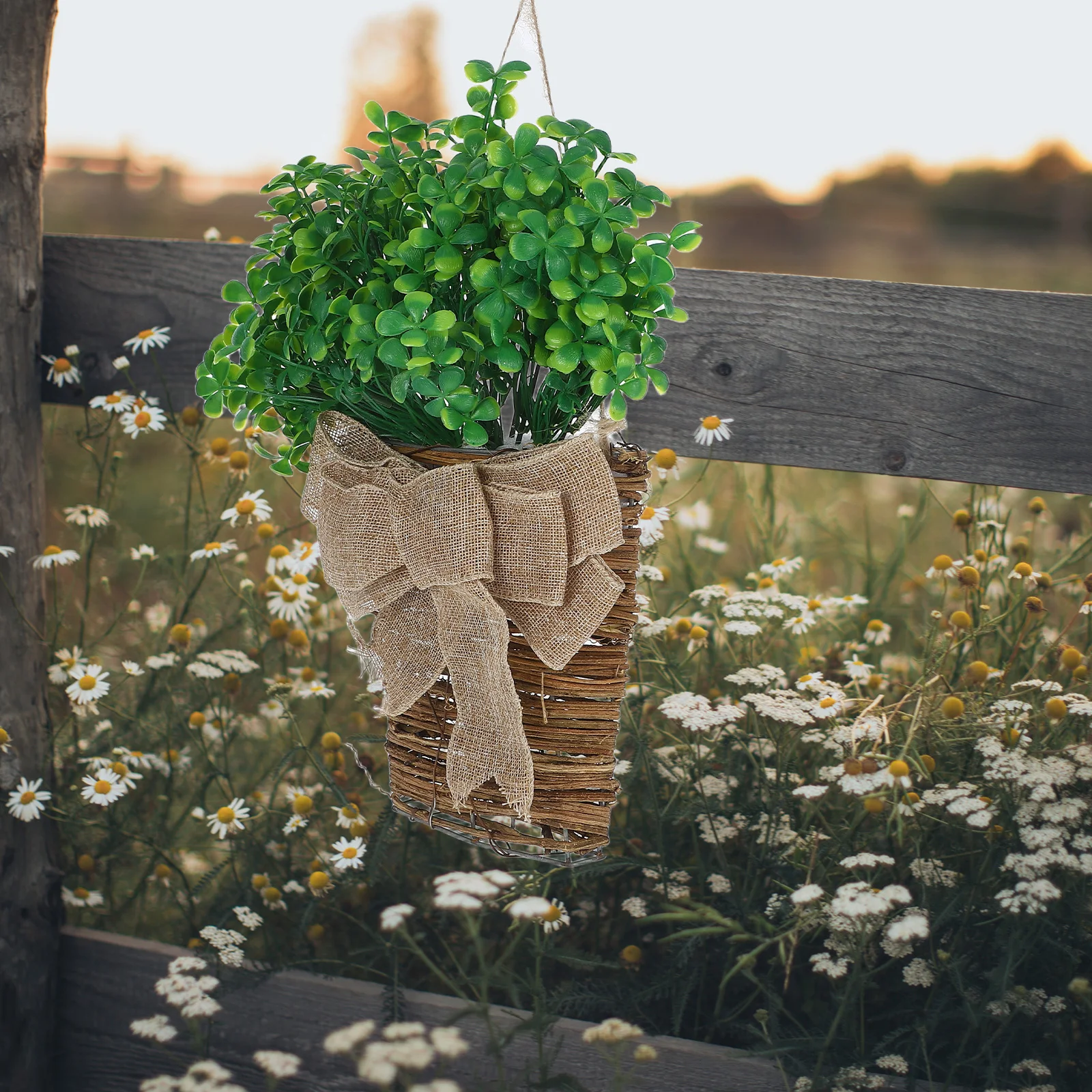 

1pcs Faux Shamrock Wall Hanging Basket Artificial Greenery For St Patrick'S Day Decor Wedding Party Home Garden Centerpiece