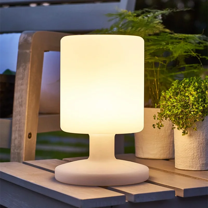 Table Lamp Outdoor Lighting Cylinder LED Night Lights with Remote Colorful Rechargeable Lamps for Living Room Mushroom Decor