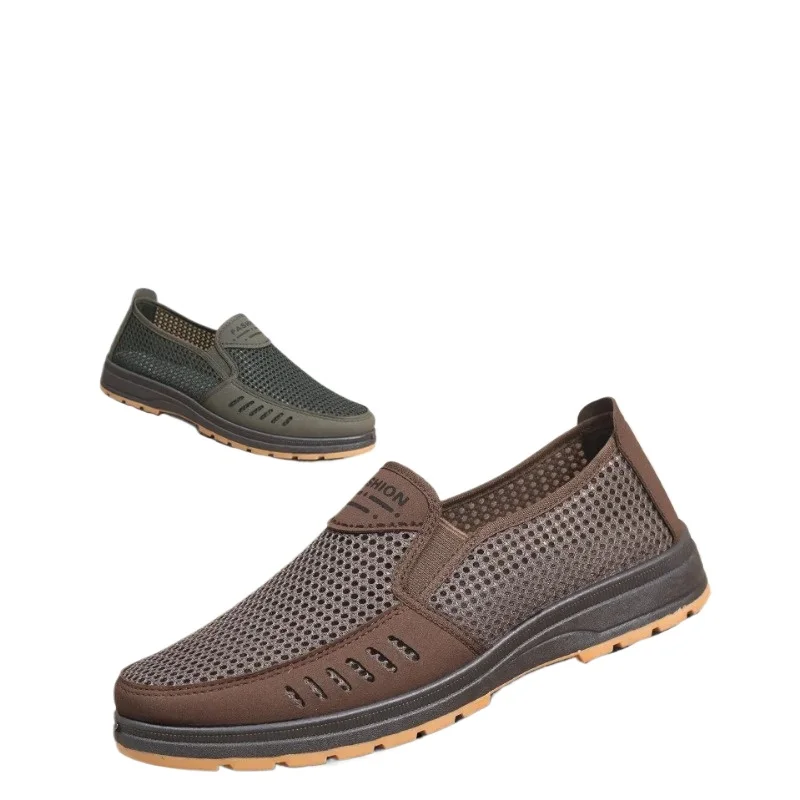 Orthopedic Comfort Lightweight Canvas Men's Summer Breathable Mesh Slip-On Dad/Elderly Shoes Non-Slip